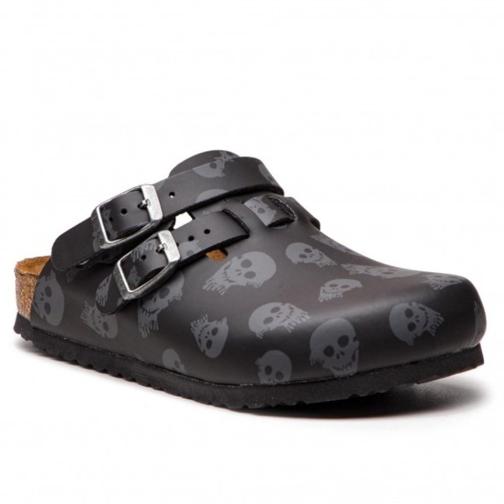 Birkenstock Kids Skulls Slides Clogs Black Grey - Picture 1 of 2